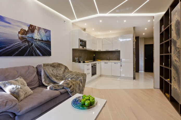 design a due livelli nell'interno della cucina-soggiorno