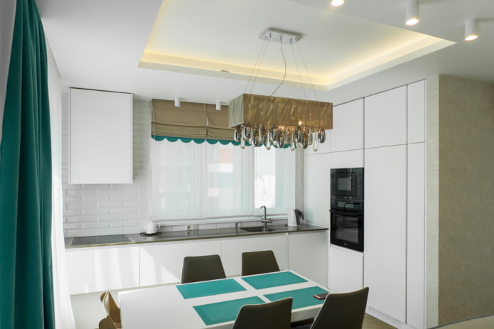 design a due livelli per l'interno di una piccola cucina
