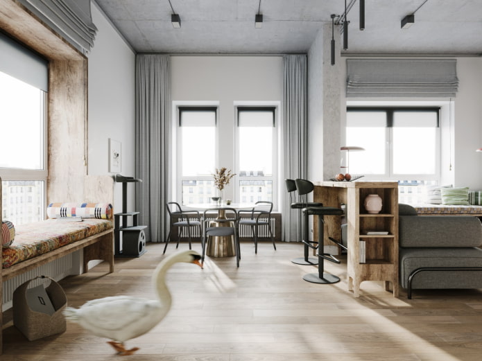 combinazione di stili japandi e loft