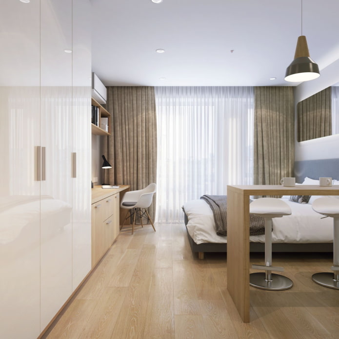 camera da letto in un bilocale in stile europeo