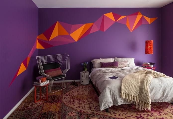 decorazione camera da letto viola