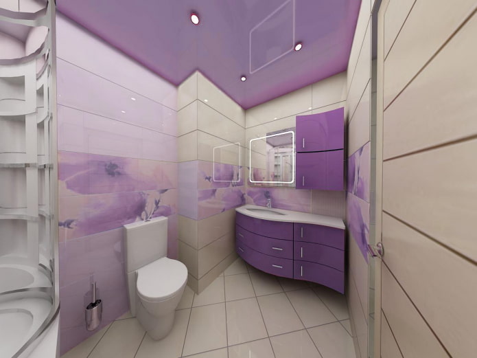soffitto viola in bagno