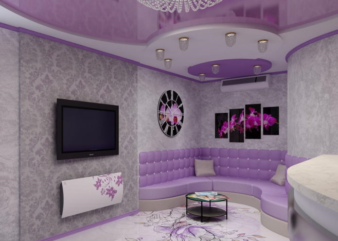 soffitto viola con pareti grigie