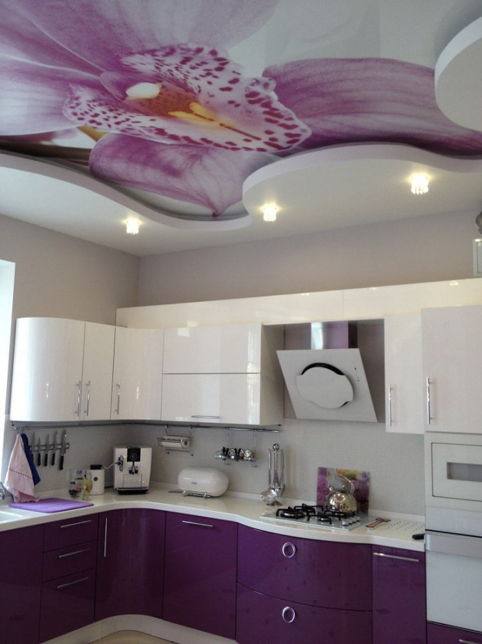 soffitto viola in cucina