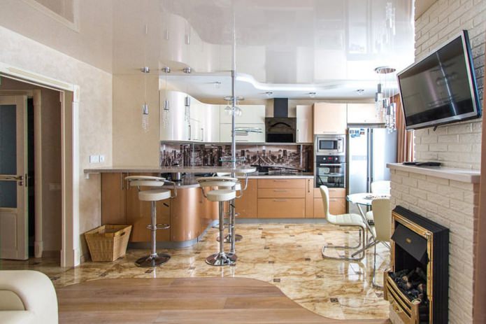progettazione cucina-soggiorno con bancone da bar