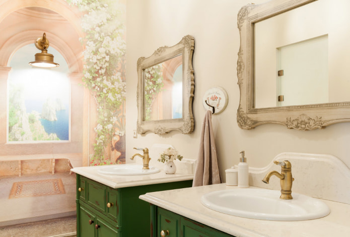 bagno con carta da parati fotografica
