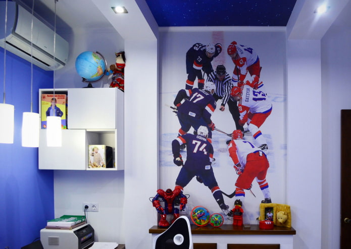 tema dell'hockey nella cameretta dei bambini