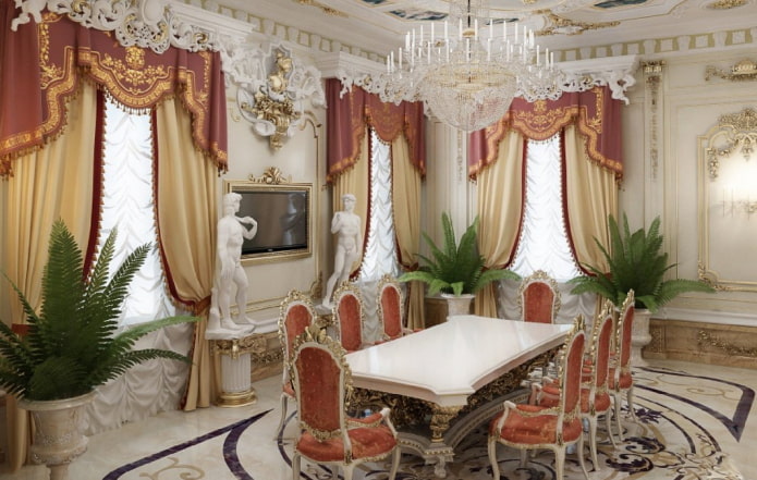 Tende francesi in un interno barocco