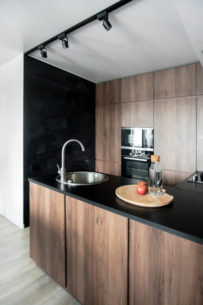 cucina scura senza maniglie