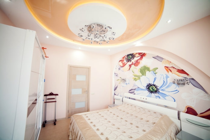struttura in cartongesso con tessuto elastico nella camera da letto
