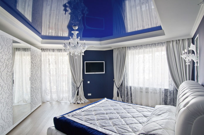 costruzione in cartongesso con tessuto elasticizzato nella camera da letto