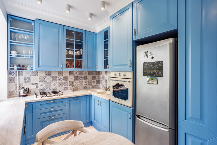 Cucina blu a U