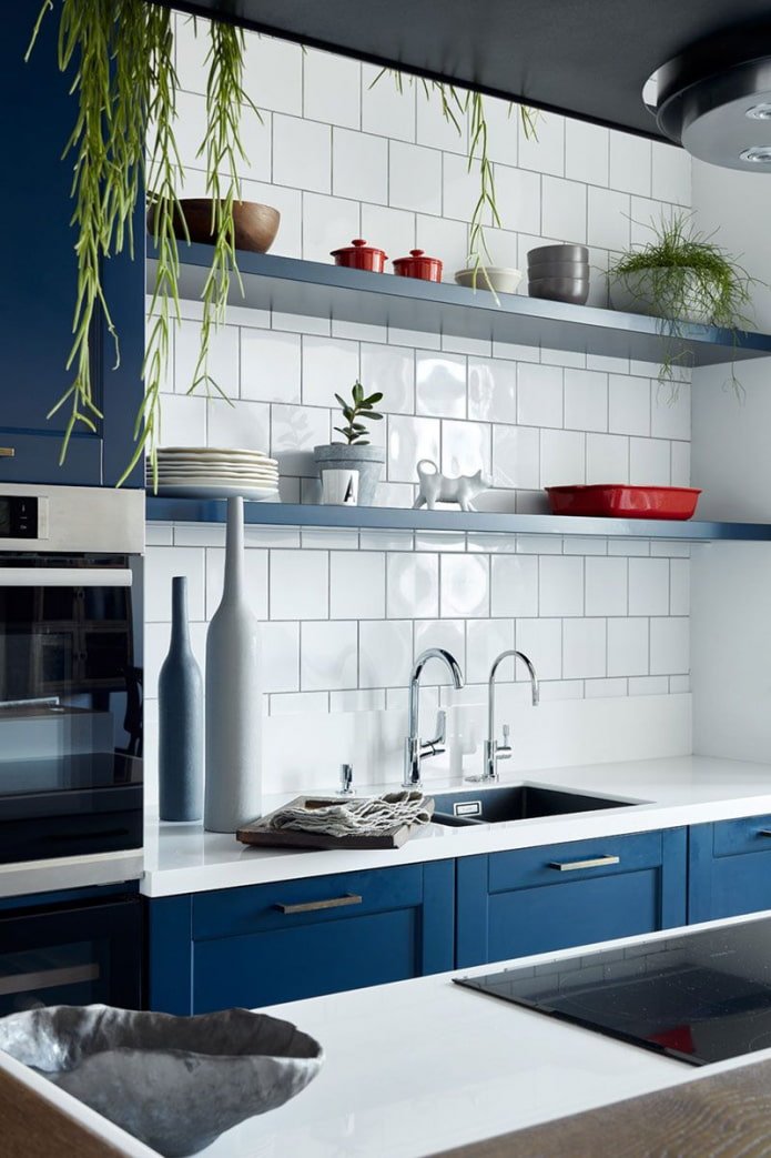piano di lavoro per cucina blu