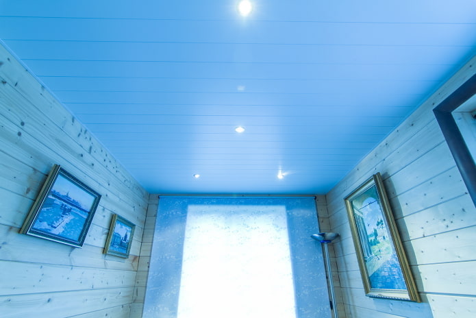 struttura per soffitto a doghe blu