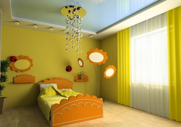 soffitto blu abbinato a pareti gialle