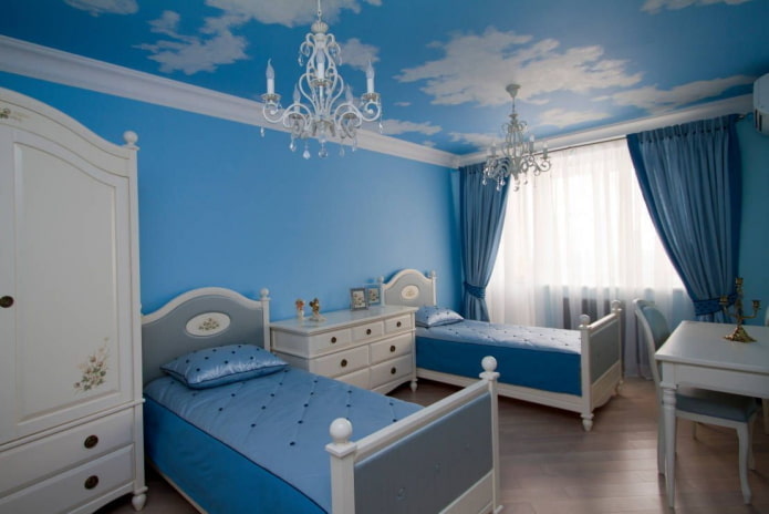 soffitto blu abbinato a pareti blu