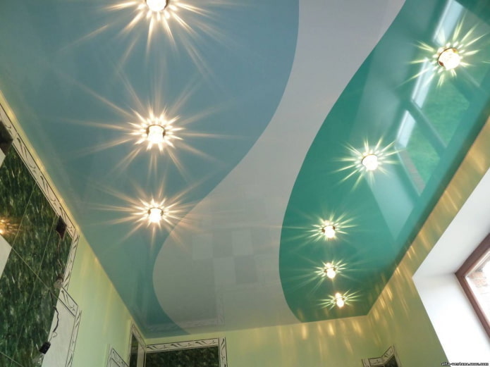 struttura del soffitto con una combinazione di colori verde e blu