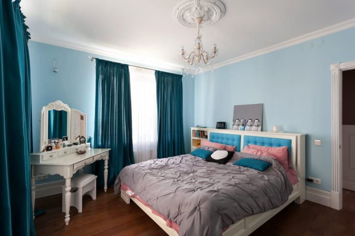 camera da letto nei toni del blu