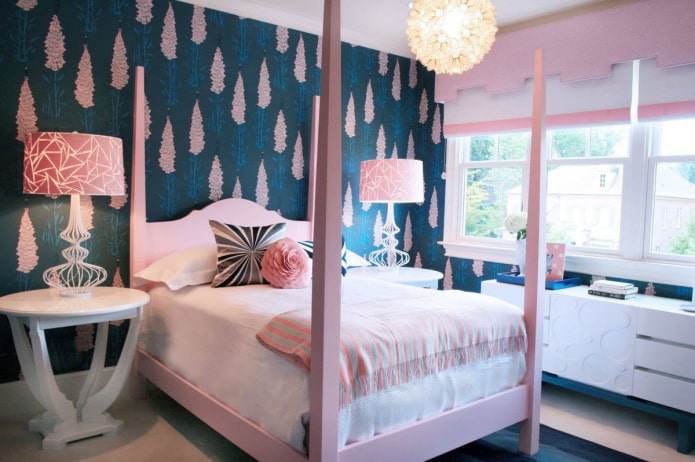 interno blu e rosa di una cameretta per bambini