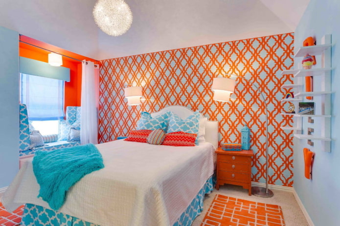interno blu e arancione della cameretta dei bambini