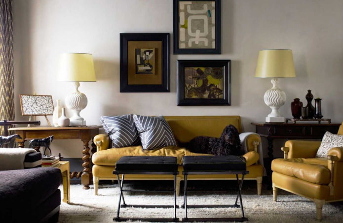colore senape in un interno classico