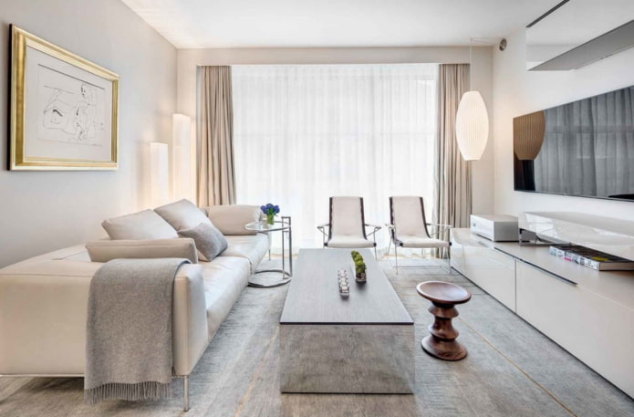 interno del soggiorno nei toni del grigio-beige