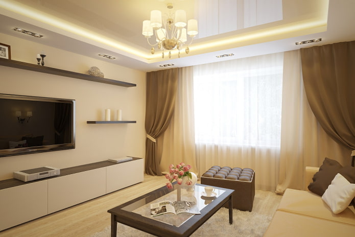 finitura del soffitto all'interno dell'ingresso in tonalità beige