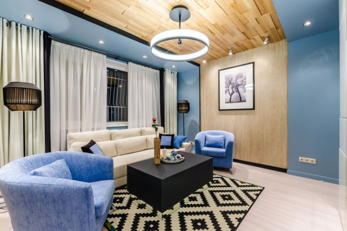 decorazione dell'interno di un soggiorno blu