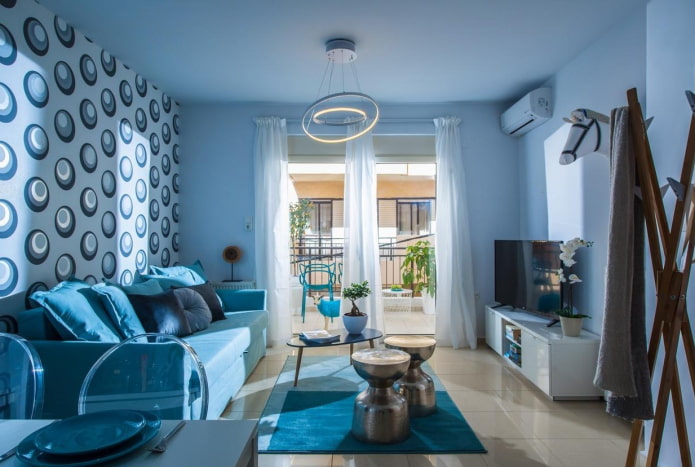 decorazione d'interni del soggiorno blu