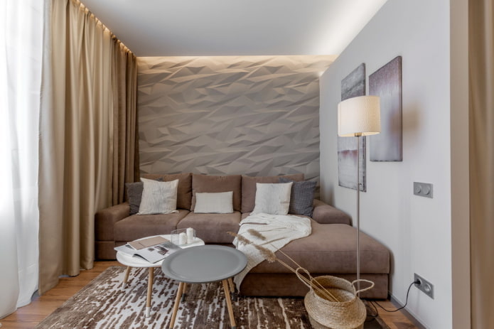 interno del soggiorno nei toni del grigio-beige