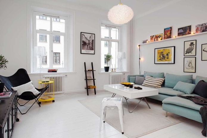 decorazioni e tessuti nel soggiorno in stile nordico