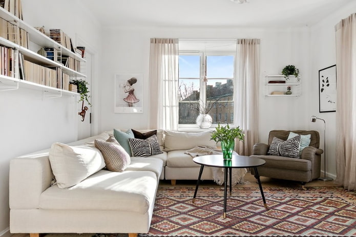 decorazioni e tessuti nel soggiorno in stile nordico