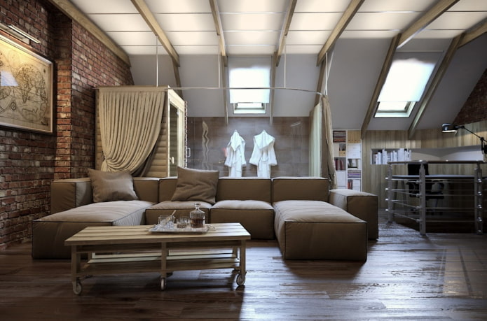 Soffitto alto con travi