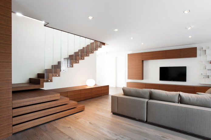 design degli interni del soggiorno in stile minimalista