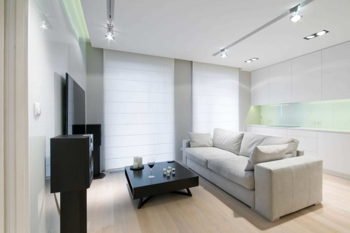 decorazione e illuminazione nel soggiorno in stile minimalista