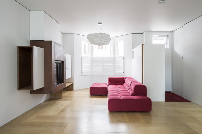 design degli interni del soggiorno in stile minimalista