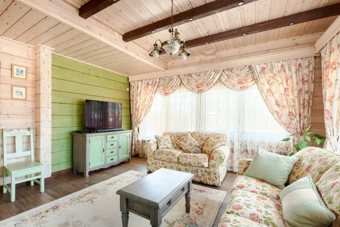Soggiorno beige e verde