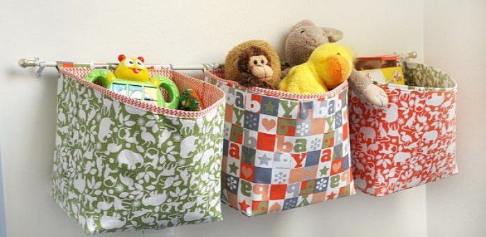 tasche per riporre i giocattoli nella cameretta dei bambini