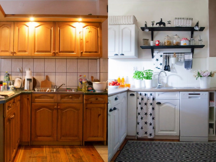 Cucina prima e dopo la verniciatura