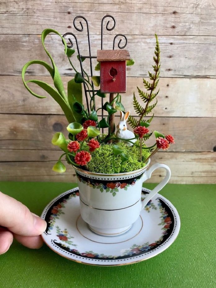 mini giardino in una tazza