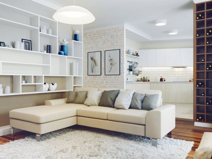 Foto di un divano angolare nell'interno del soggiorno