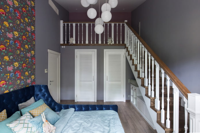 design di una cameretta per bambini grigio scuro