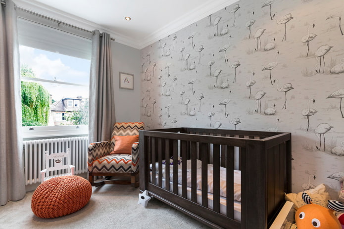 design della cameretta per bambini grigio chiaro