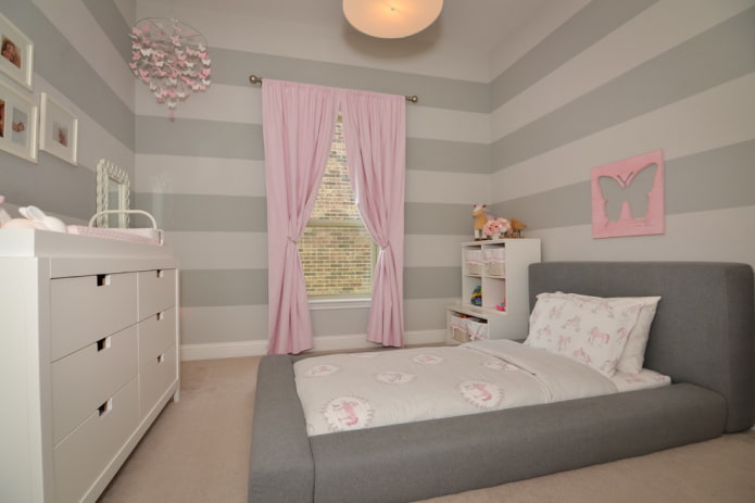 design della cameretta per bambini grigio chiaro