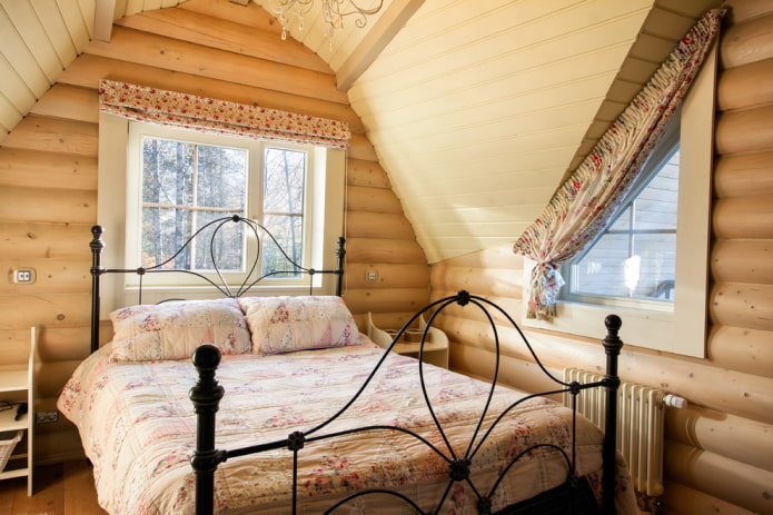 design degli interni di una casa in tronchi