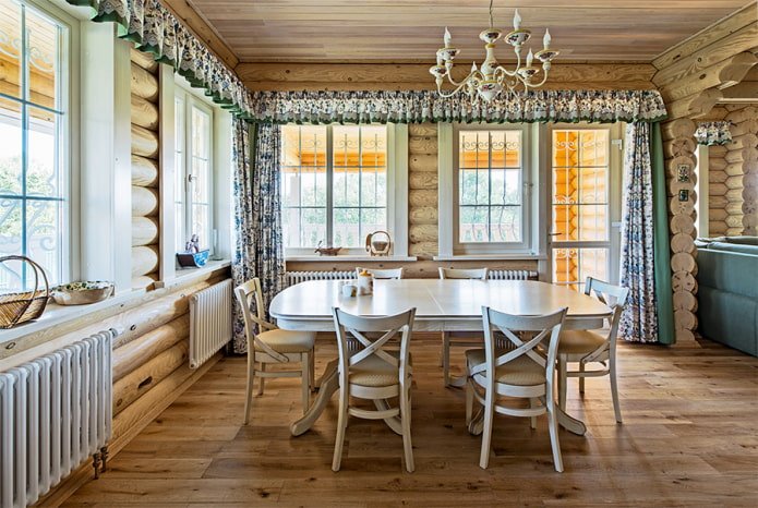 decorazione d'interni di una casa in tronchi