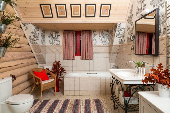 design del bagno all'interno di una casa in tronchi