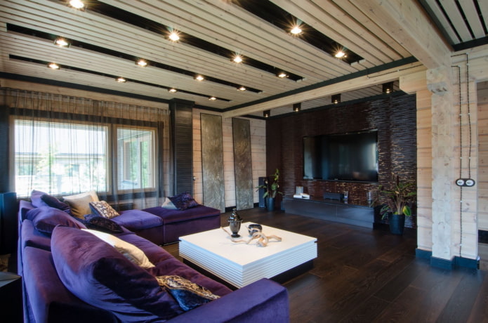 casa in tronchi in stile high-tech
