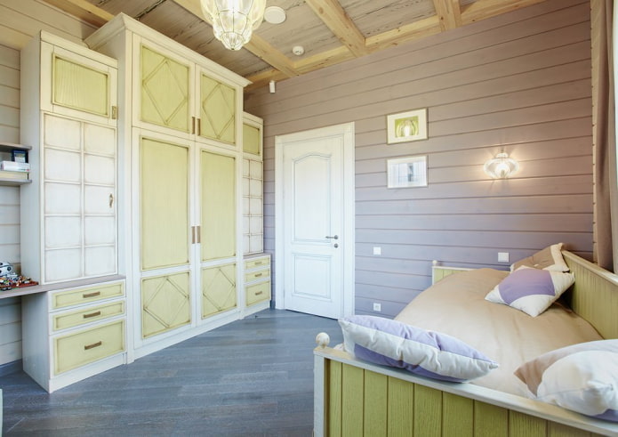 progetto di una cameretta per bambini all'interno di una casa in tronchi