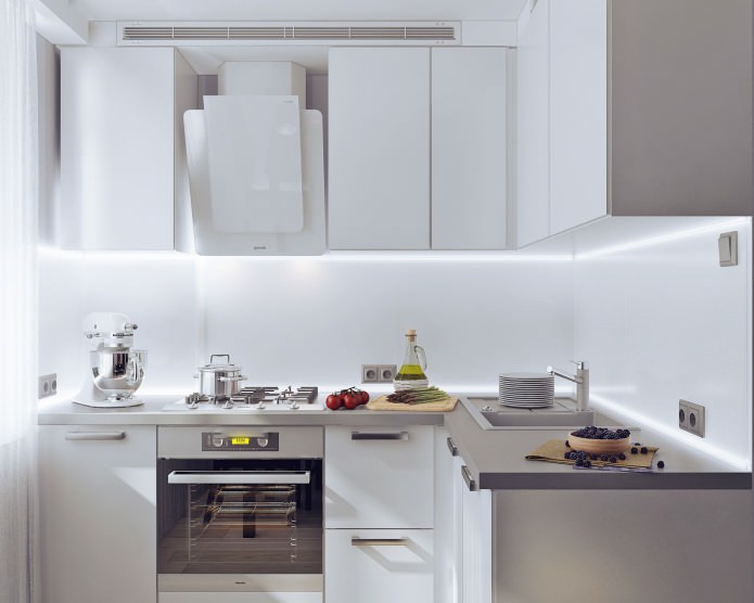 cucina in un bilocale di 50 metri
